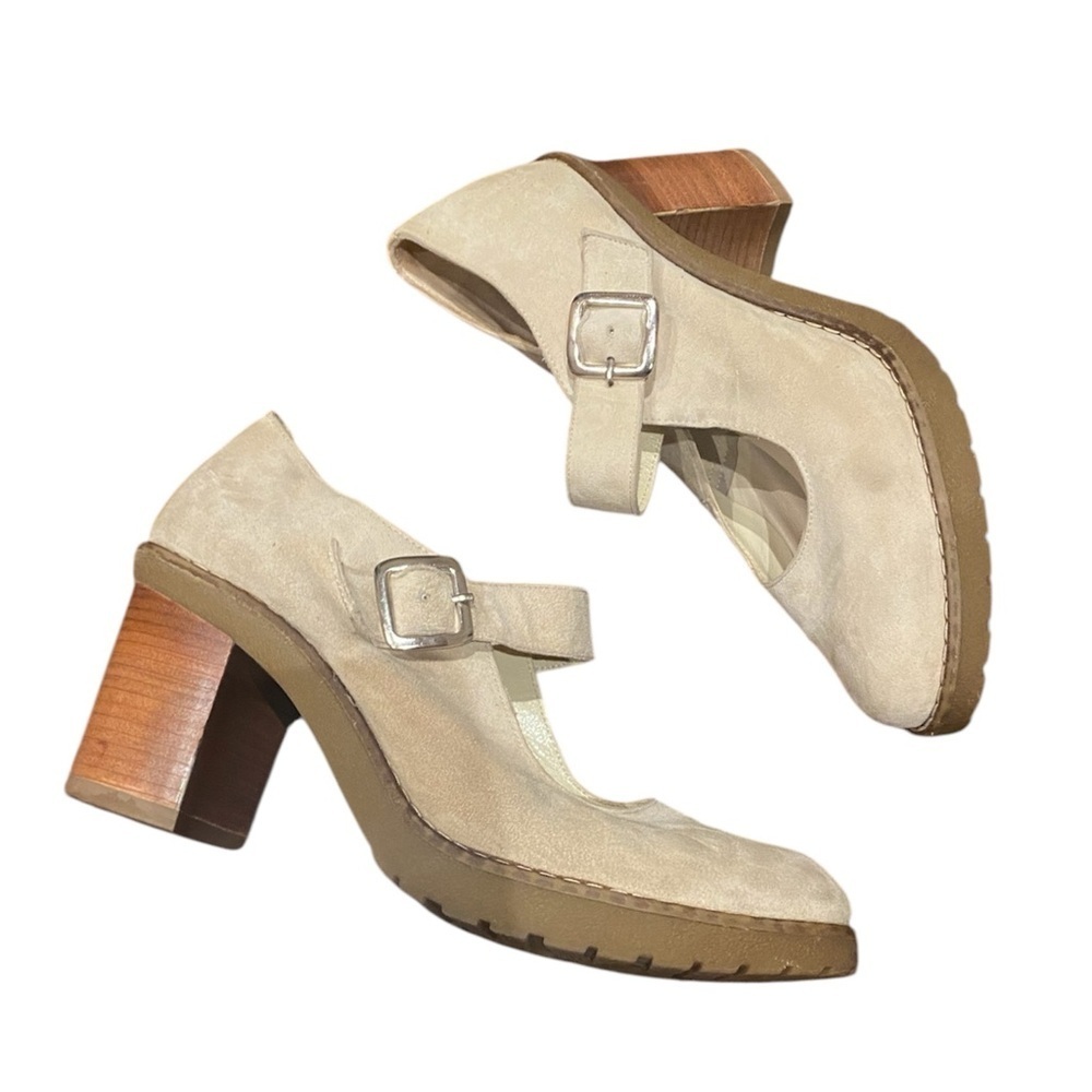 Maryam Nassir Zadeh / leather Mary Jane Babies buckle lug sole heels 40 10
